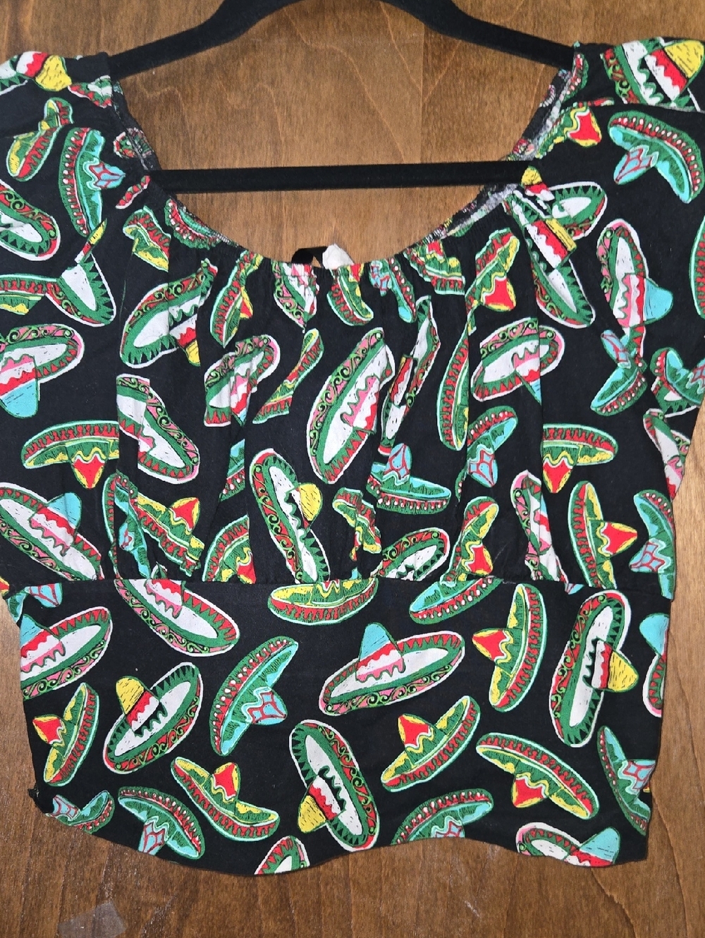 Women's Black Fiesta Print Peplum Top